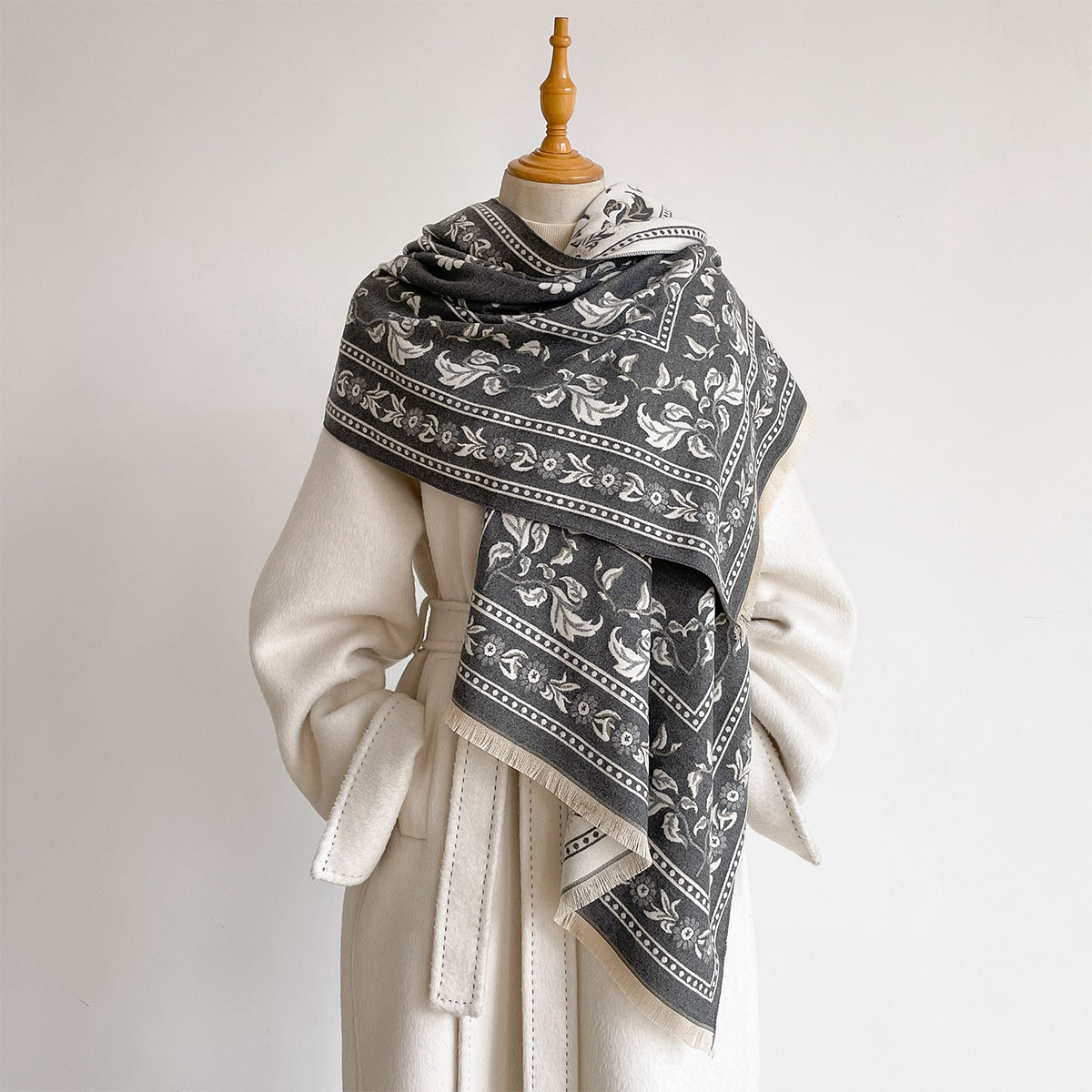 Wool Scarf Men - Женский двусторонний шарф из искусственного кашемира