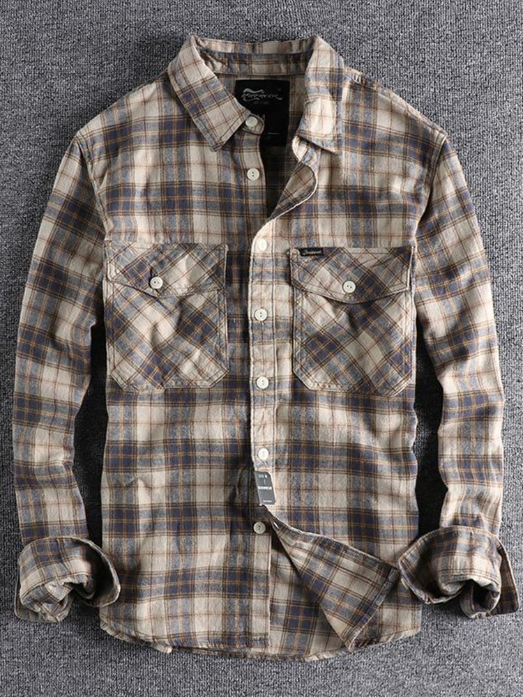 Весенне-осенняя новая модная т – обзор и цена Flannel Shirt Lined